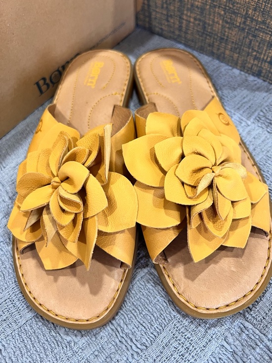 Born Shoes - Born Yellow Floral Slide Sandals
